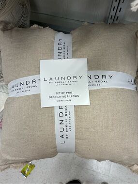 Laundry By Shelli Segal Beige Decorative Pillow Set, Neutral Linen Look
